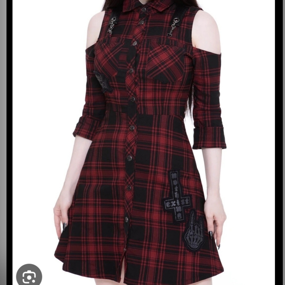 Killstar Red and Black Plaid Mini Dress